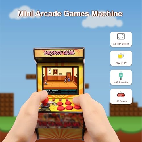 Retro Game Machine for Kids, Handheld Video Game Console with 156 Classic 16-Bit Games, 2.8" Color Screen Rechargeable Portable Gaming System