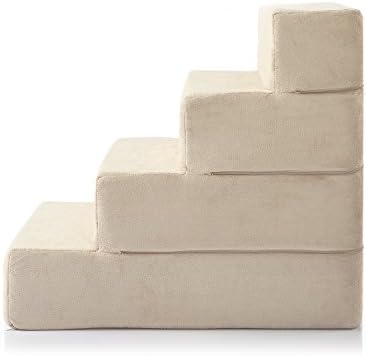 ZINUS Foam 13 Inch 2-Step Step Pet Stairs / Pet Ramp for Cats and Dogs, Extra Small, Beige