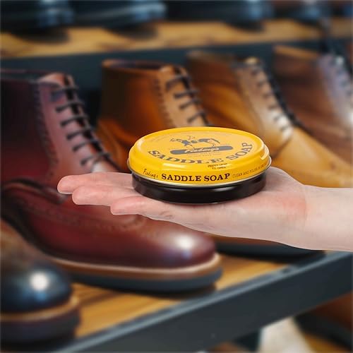 Fiebing's Yellow Saddle Soap for Leather (3.5 oz Tin) - Leather Cleaner & Conditioner to Soften