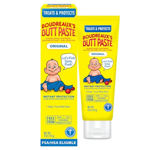 Boudreaux's Butt Paste Diaper Cream, Dermatologist-Tested Original Diaper Rash Cream for Daily Prevention and Relief, Baby Ointment, 2oz Tube