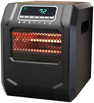 LIFESMART GLOBAL 1500 Watt 4 Element Portable Electric Infrared Quartz Bulb Room Heater for Indoor Use with 3 Heat Settings and Digital Panel - Black