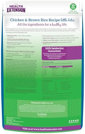 Health Extension Little Bites LITE Dry Dog Food, Chicken & Brown Rice for Toy and Small Breeds, Supports Healthy Weight, with Probiotics & Superfoods for Digestion & Coat Health, 4 lb Bag