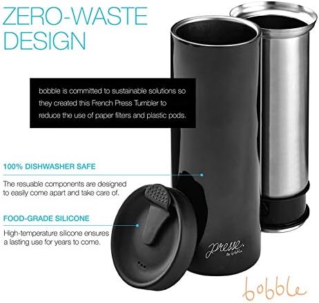 PRESSE by Bobble French Coffee Press Insulated Travel Tumbler 13 oz Black | Yes