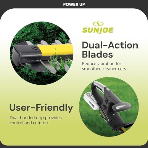 Sun Joe 24V-HT18-LTE 24V 2.0Ah 18-in Cordless Handheld Hedge Trimmer 5/8" Cutting Capacity, Blade, Kit (w/ 2.0 Ah Battery + Quick Charger)