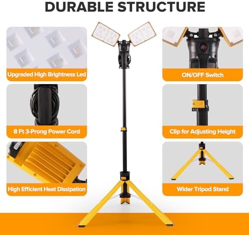 LUTEC Upgraded 5000K 15000 LM 105 W LED Work Light with Telescoping Tripod