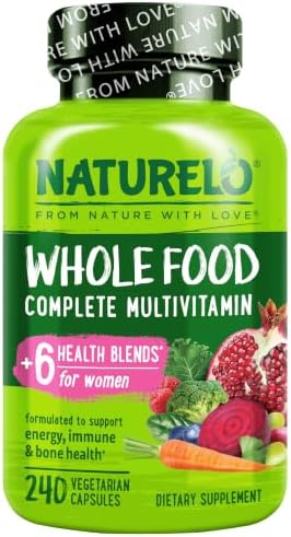 NATURELO Whole Food Multivitamin for Women - with Vitamins, Minerals, & Organic Extracts - Supplement for Energy and Heart Health - Non GMO - 120 Vegan Capsules | Women's Multivitamins with Vitamins, Minerals, Organic Extracts for Energy and Heart Health…