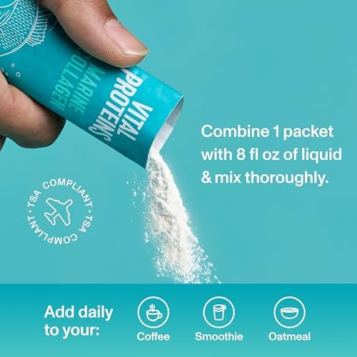 Vital Proteins Marine Collagen, Unflavored Stick Packs, 20 Count | Marine Collagen Peptides, Supports Hair Skin Nails & Joints, 10g Per Packet, Travel-Friendly Stick Packs, 20 Servings