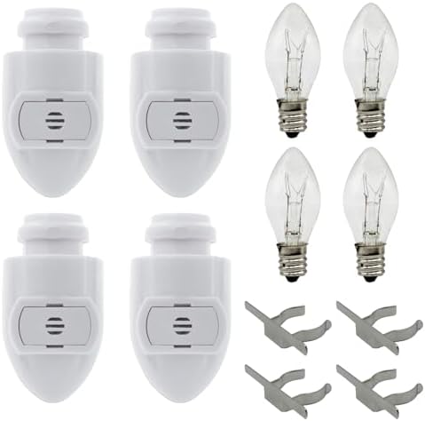 Creative Hobbies Auto On Sensor Plug in Night Light Module Includes 4 Bulbs and 4 Metal Clips, Great for Making Your Own Decorative Night Lights