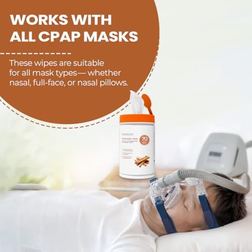 PURDOUX 100% Cotton CPAP Mask Wipes Canister Unscented with Aloe Vera (70 wipes) - CPAP Supplies, CPAP Accessories, CPAP Cleaning Supplies for CPAP Machine | Aloe Vera Infused, Alcohol Free, Silicone Safe, Removes Dirt & Facial Oils, Gentle Cleaning, CPA…
