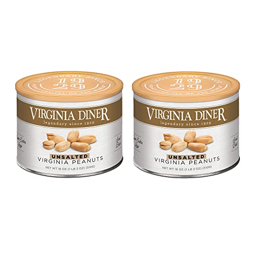Virginia Diner Salted Virginia Peanuts - XL Gourmet Peanuts Non-GMO, Preservative Free Gifts from Virginia Since 1929-18 Oz Can