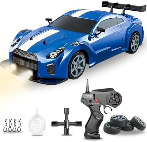 Liberty Imports RC Drift Car 1/16 2.4GHz 4WD Remote Control Sport Racing On-Road Vehicle with LED Light, Batteries and Drift Tires (Red)