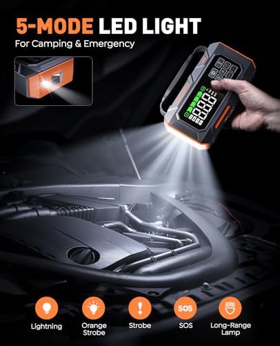 TREKURE 16-in-1 8000A Car Battery Jump Starter with Air Compressor 160PSI, Jump Starter Jump Box (All Gas 12L Diesel) with Portable Jumper Cables