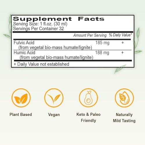 Vital Earth Minerals Fulvic Humic Mineral Blend Liquid – Fulvic Acid Supplement with 70+ Trace Minerals, Electrolytes for Recovery, Balance & Energy