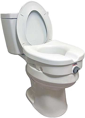 Carex E-Z Lock Raised Toilet Seat, Elongated Toilet Seat Riser, Adds 5 Inches of Height, 300 lbs Capacity