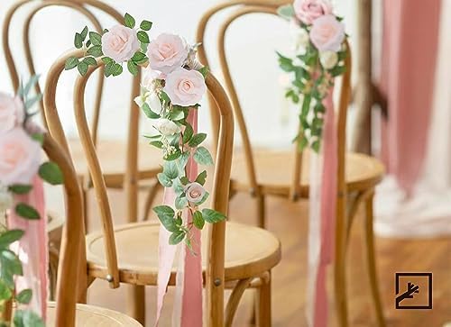 ZIFTY 5Pcs 34FT Flower Garland White Artificial Rose Vine Wedding Decor