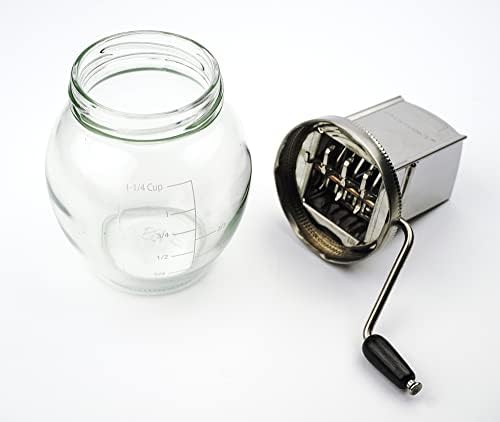 RSVP International Endurance Vintage Inspired Nut Grinder, 1.25 Cup Capacity, Glass Bottom