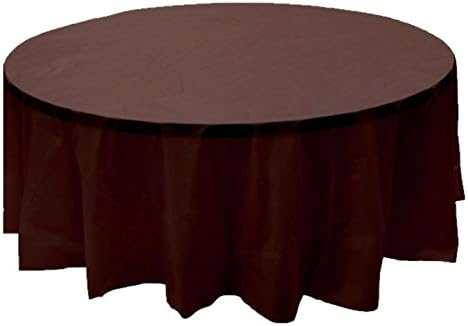 2 Plastic Round Tablecloths 84" Diameter Table Cover - Brown