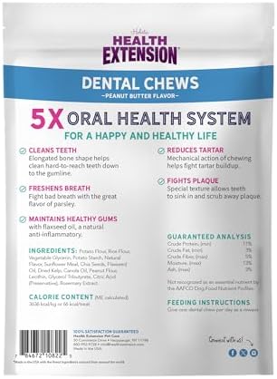 Health Extension Probiotic Dental Bones for Dogs, 14 Small Bones, Cleans Teeth, Healthy Gums, Freshens Breath, Training or Reward, 6 oz Bag (Pack of 1)