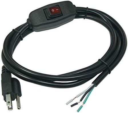 6ft 18 Gauge 3 Prong Heavy Duty Power Cord with Inline Switch