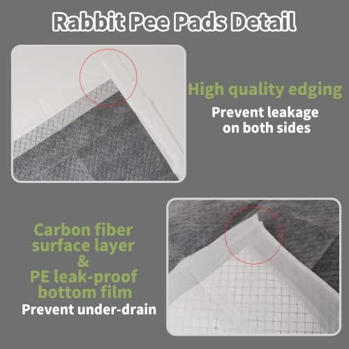 PINVNBY 50PCS Disposable Pet Pee Pads All-Absorb 23" L x 17" W Black Carbon Cage Liners Odor-Control Bunny Training Accessories with Quick-Dry