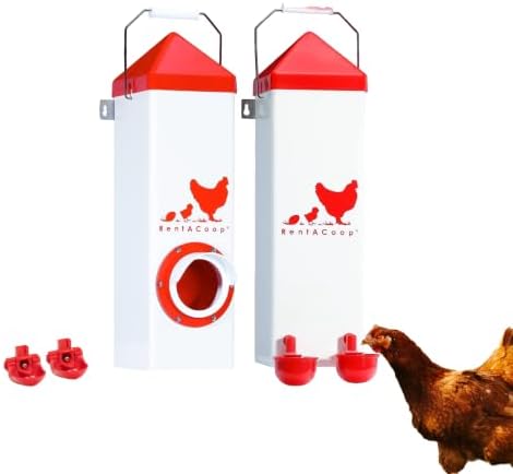 RentACoop High Rise 2 Gallon Chicken Waterer and 10lb Feeder Set