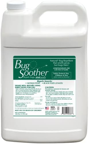 Bug Soother Natural Insect Repellent, DEET-Free Outdoor Spray 1 Gallon | Plant Based | Repels Mosquitos, Gnats & Black Flies | Ideal for Farms