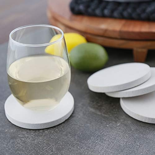 Thirstystone Round Natural Sandstone Coaster 4 Pack | 4" Diameter, Protective Cork Backing, Absorbent