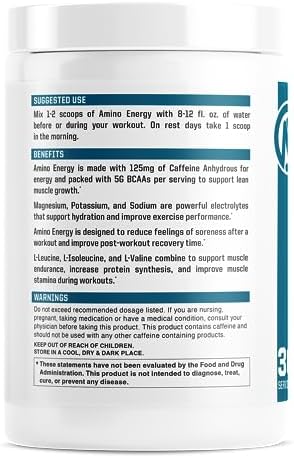 NutraOne Amino Energy BCAA Powder Pre-Workout Supplement with Caffeine Branched Chain Amino Acids to Help Fuel and Recover* (Strawberry Watermelon