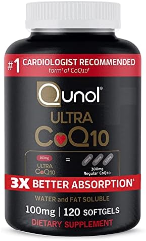 Qunol Ultra CoQ10 100mg, 3X Better Absorption, Antioxidant, 120 Softgels | #1 Cardiologist Recommended Supplement for Heart Health, Coenzyme Q10 Supplement to support Vascular Health & Cellular Energy