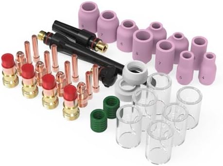 YESWELDER 49Pcs TIG Welding Torch Stubby Gas Lens #10 Glass Cup Kit