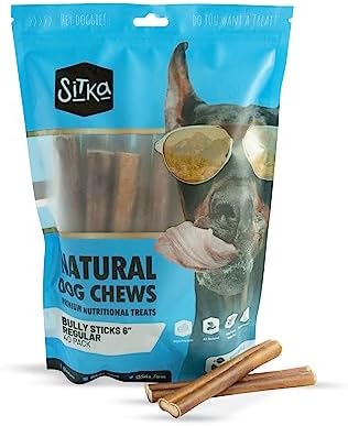 Sitka Farms Bully Sticks for Dogs, Dog Chews and Treats, 6 Inch, 20 Count