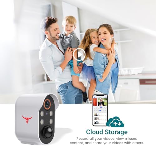 1080P Wireless Security Camera Outdoor, Battery Powered, AI Human Detection, Color Night Vision, 2-Way Audio, IP65 Waterproof, 2.4G Wi-Fi, Cloud Storage (2 Spotlights)
