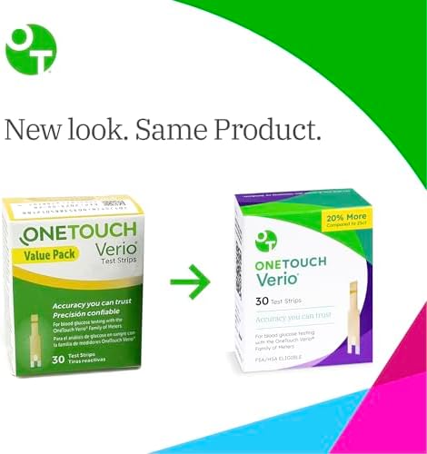 OneTouch Verio Test Strips for Blood Glucose Meter, 30 Count, 2 Pack