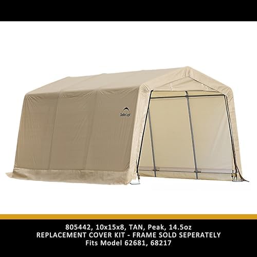 ShelterLogic Replacement Cover Kit (Frame Not Included) 10x15x8 Peak 805442 (14.5oz PVC Tan)