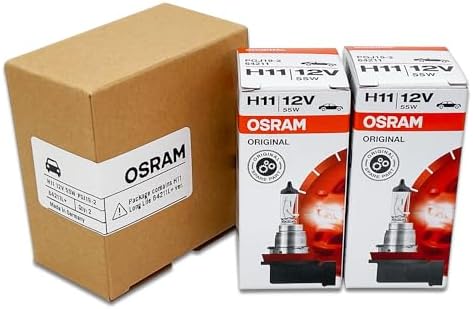 OSRAM H11 OEM Original Standard Halogen Headlight Bulbs 12V 55W 64211L+ (Long Life) Made in Germany | Pack of 2 | Long Life, 3200K, 12V, 55W