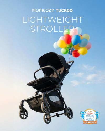 Momcozy TuckGo Ultra-Compact Travel Stroller for Toddlers, Carry-On Ready | Reclining Seat with UPF 50+ Canopy, Adjustable Leg Rest, 33 L Storage and Travel Bag Included