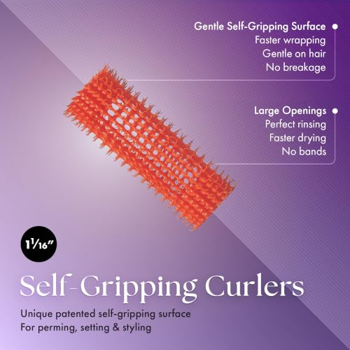 Olivia Garden Jet Set EZ Grip Self-Gripping Curlers - Hair Rollers for Setting or Perming - Style Curls and Waves