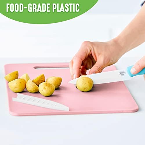 GreenLife Cutting Board Set 8x12" & 10x14", Extra Durable, Meal Prep, Non-Slip, Grip Handles, Crack Resistant, Dishwasher Safe, Reversible, Versatile Kitchen Essentials, Turquoise