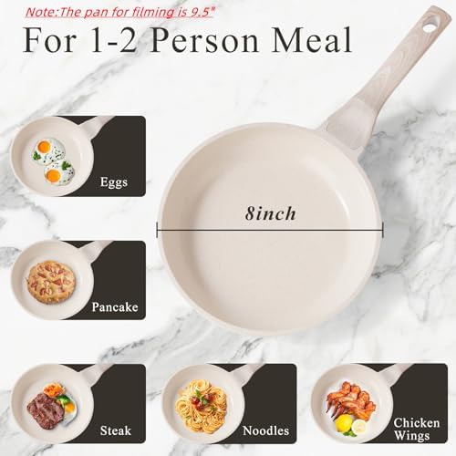 Induction Nonstick Frying Pan,Light Weight Skillet,Healthy Non Toxic Omelet Pan,All Stoves Compatible Egg Pan (grey, 8inch)