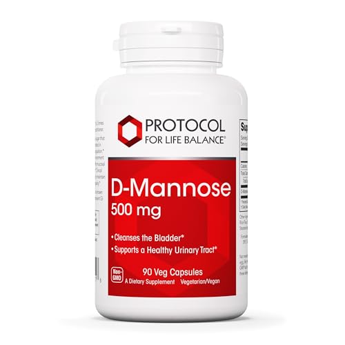 Protocol for Life Balance D-Mannose - 500mg - Bladder Cleanse - Support Healthy Urinary Tract* - For Men & Women - Kosher & Non-GMO - 90 Veg Capsules