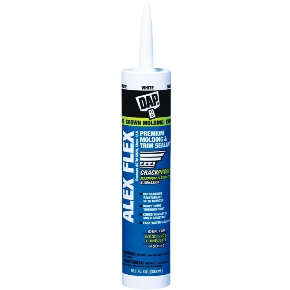DAP Alex Flex Premium Molding & Trim Siliconized Sealant, White, 10.1 Oz (7079818542)