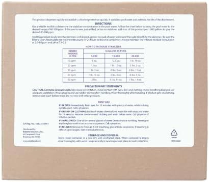 Robelle 7-Pounds Premium Chlorine Stabilizer and Conditioner, Made in USA | Concentrated Cyanuric Acid for Pools, Pool Stabilizer, Helps Chlorine Last Longer, 6 oz raises CYA 10 ppm per 5,000 gallons