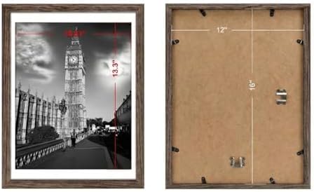 12x12 Picture Frame Matted to Fit Photos 8x8 or 12 x 12 Pictures Without Mat, 12 by 12 Square Solid Wood Black Picture Frames for Wall Mounting
