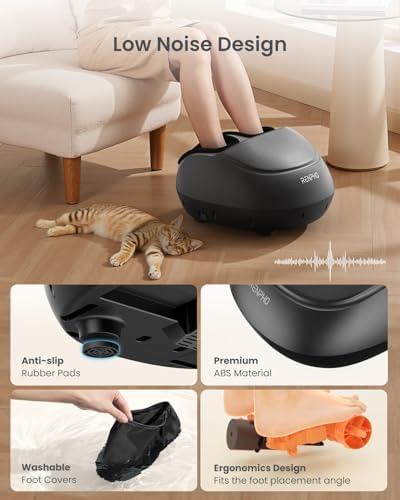 RENPHO Full Foot Massager with Heat, Deep Shiatsu for Plantar Fasciitis | FSA Eligible HSA, 3 Compression & Kneading Levels, Corded Electric