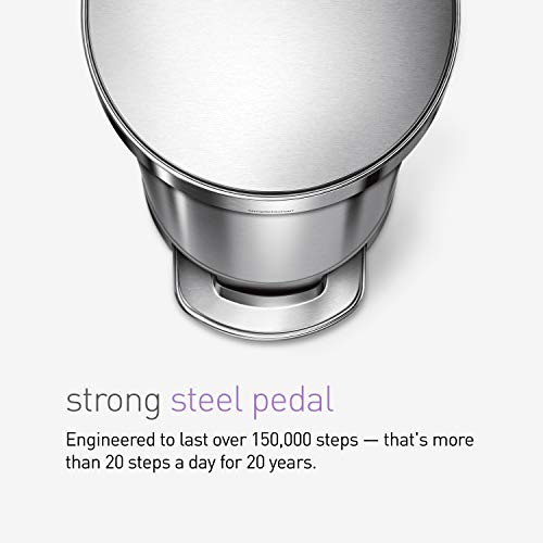 simplehuman 45 Liter / 12 Gallon Slim Hands-Free Kitchen Step Trash Can, Brushed Stainless Steel