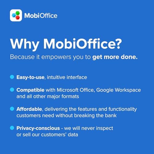 MobiOffice Lifetime 4-in-1 Productivity Suite for Windows | Lifetime License | Includes Word Processor, Spreadsheet, Presentation