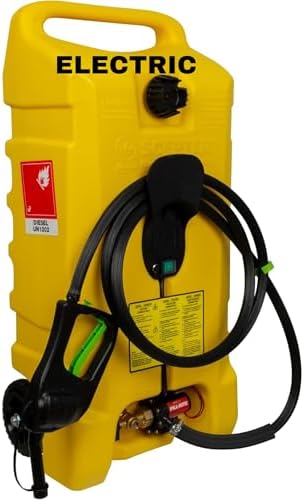 Scepter Duramax Flo ’N Go 14 Gallon Gas Caddy, 53 Liter Fuel Tank, Red | Updated Version, Portable Fuel Transfer Pump with 10-Foot Hose for Lawn Mower, Farm, Marine, Commercial, and Home Use