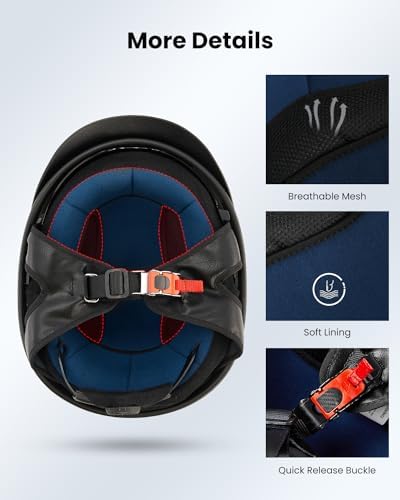 ILM Half Helmet Motorcycle Open Face Sun Visor Quick Release Buckle DOT Approved Cycling Motocross Suits Men Women 205V (M, Matt Black)