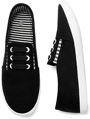 kufeiti Women's Canvas Slip On Shoes Sneakers for Women Fashion Comfortable White Black Elastic Sneakers for Women
