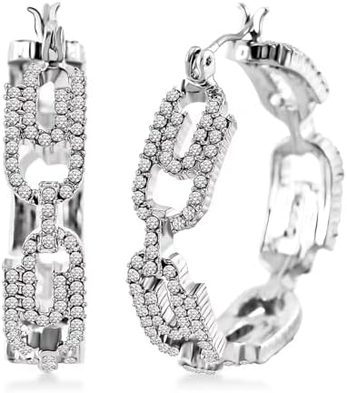 Crystal Paper Clip Hoop Earrings in Silvertone Gifts